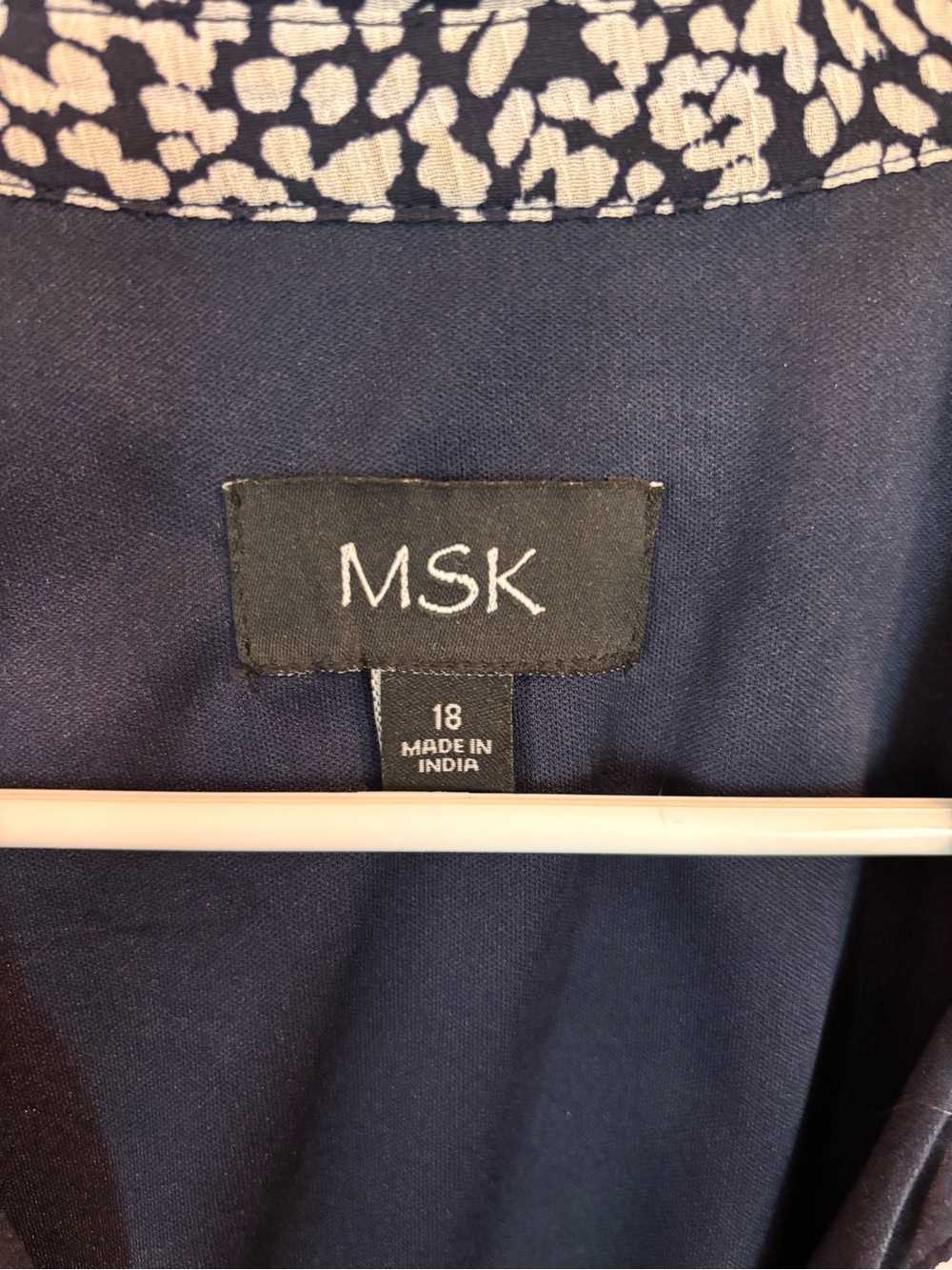 MSK Navy and White Printed Short-Sleeve Tie-Waist Midi Dress - Picture 2 of 9